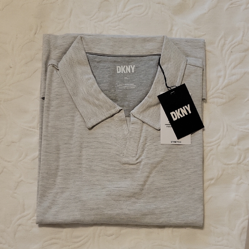 DKNY Light Gray/White Polo Shirt for Men